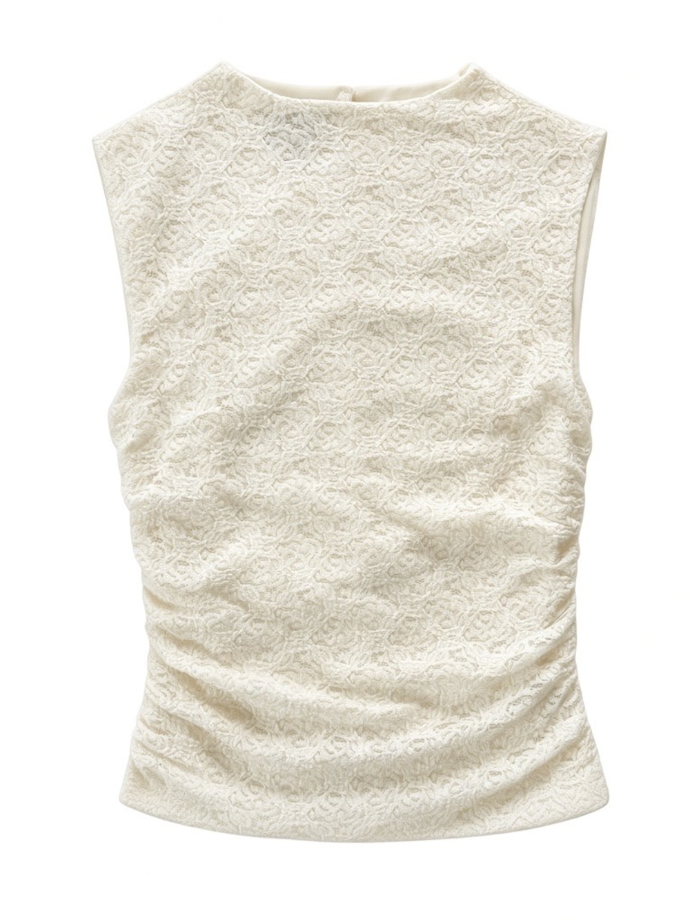 Women’s Coquette Cream Lace Sleeveless High Neck Top